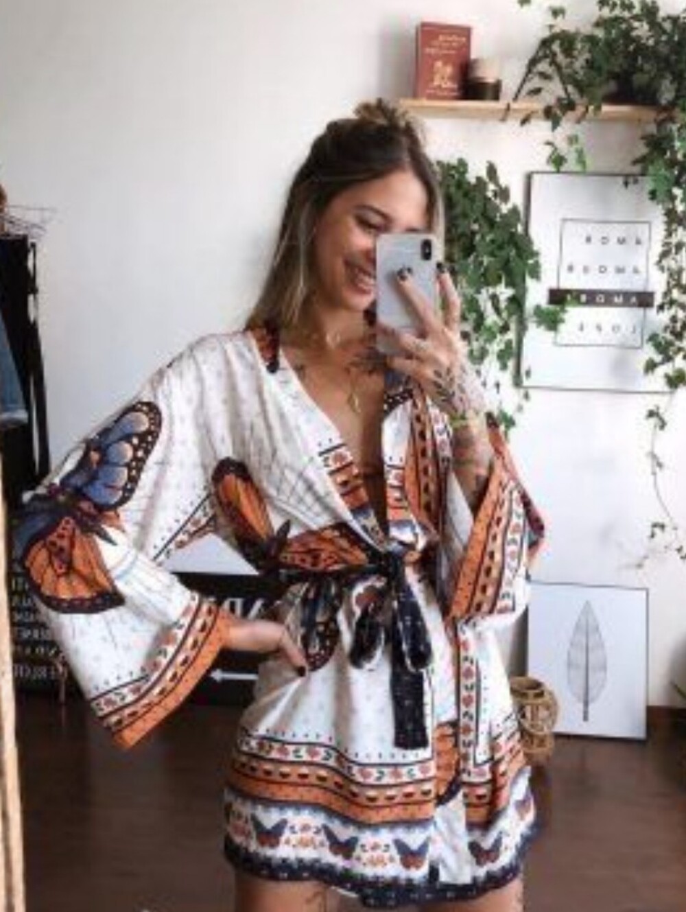 Plus size butterfly boho kimono top 20W